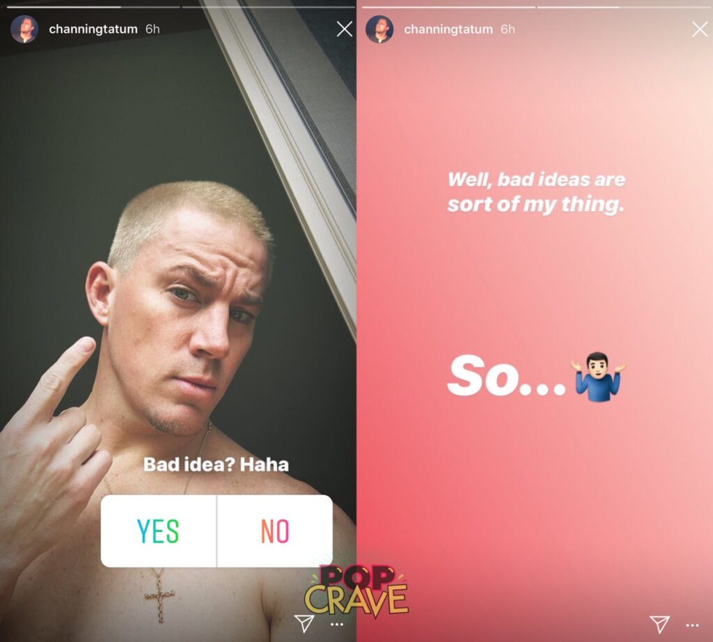 Channing with his new bleached platinum hair.