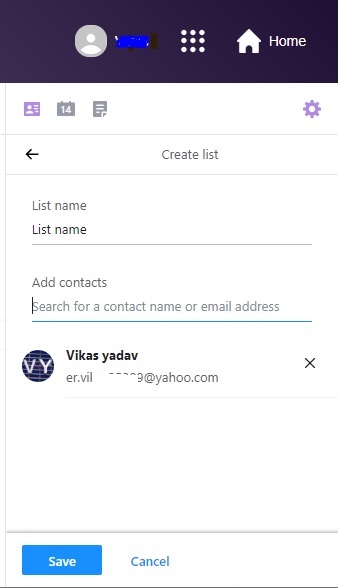 Contacts in yahoo mail list