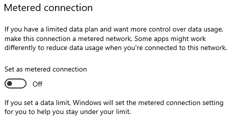 Limit wifi in window 10