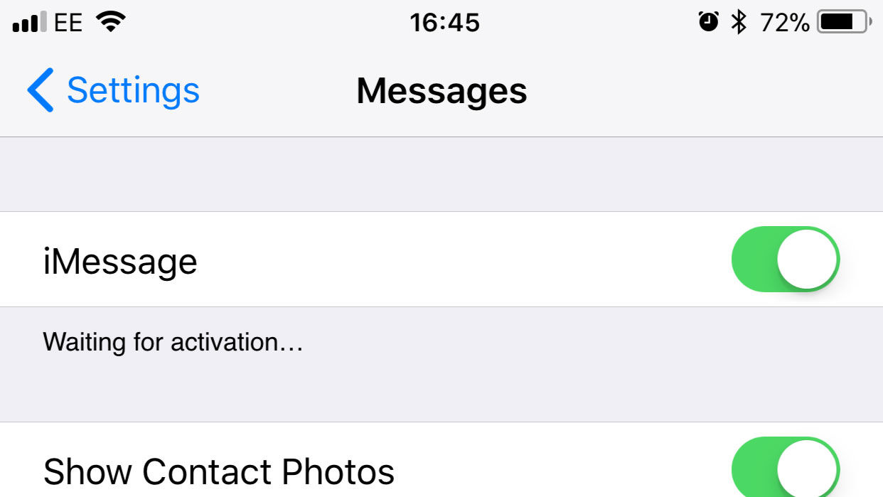iMessage waiting for activation