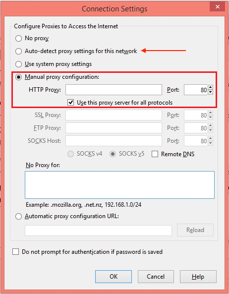 Proxy server on Firefox