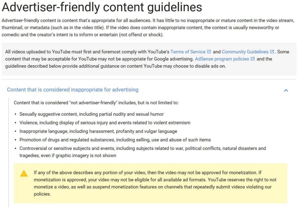 YOUTUBE GUIDELINES