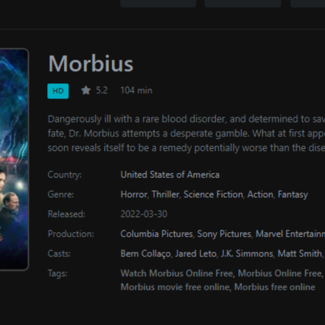 Watch MORBIUS Full HD for FREE!