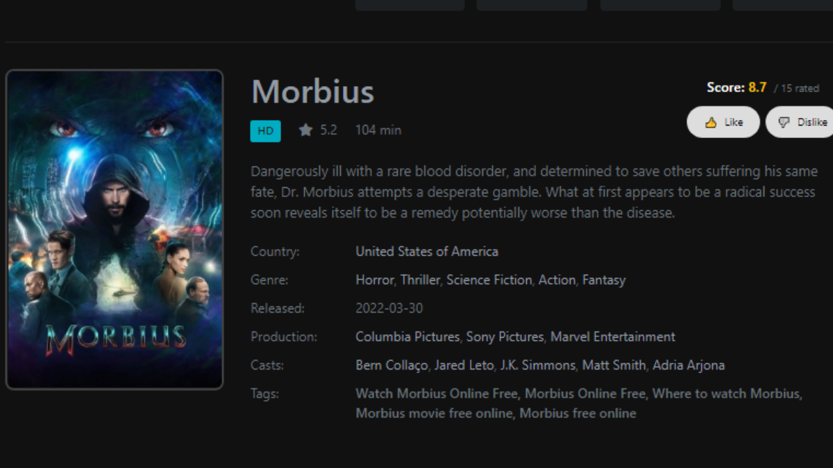 Watch MORBIUS for FREE in Full HD