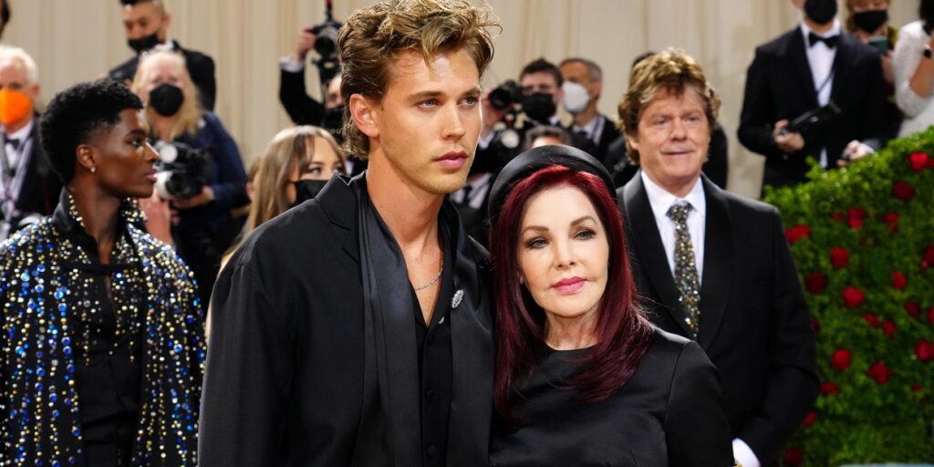 Austin Butler accompanied by Priscilla Presley to the Met Gala.